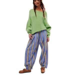 Free People Off The Shoulder Sweater Lime Green Asymmetrical Neck Size XS Y2K